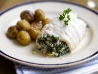 Cod Croisettes with Baked New Potatoes