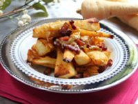 Roast Parsnips with Cheese and Bacon